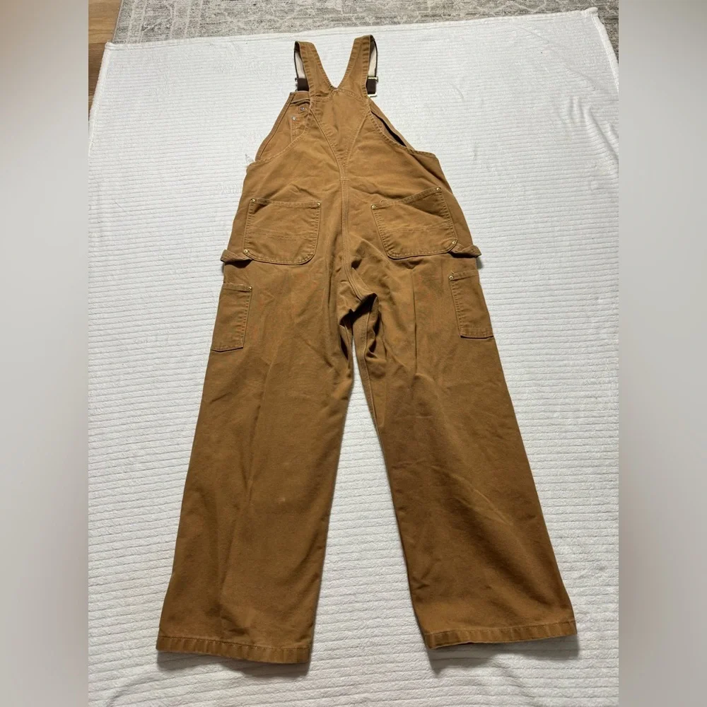 Carhartt Men's Brown Cargo Overalls Double Knee Outdoors - Picture 8 of 8